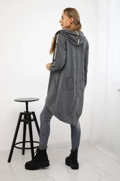 Zip-up sweatshirt in graphite melange back