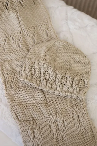 Women's set with scarf Adrianna K417 dark beige
