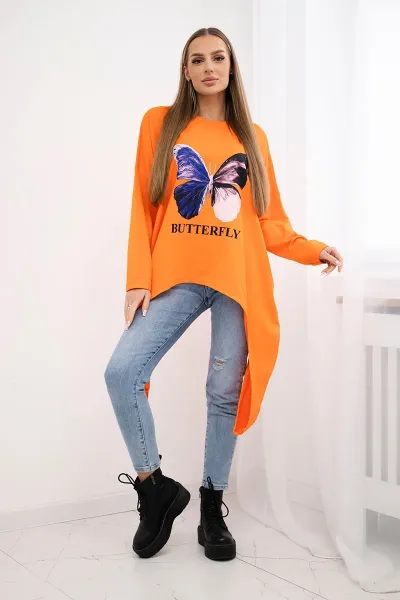Blouse with oversize orange print