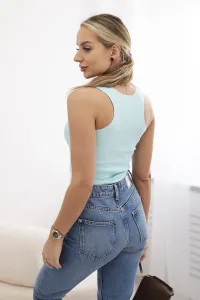 Striped blouse with a metal plate of mint