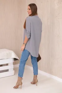 Blouse with a longer back grey
