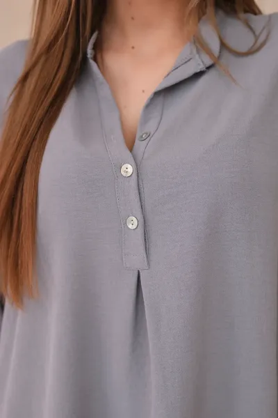 Blouse with a longer back grey