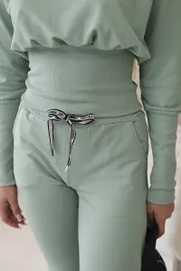 Legínovo Súprava so širokými manžetami sivá Farba: Tmavá mätová, Veľkosť: UNI