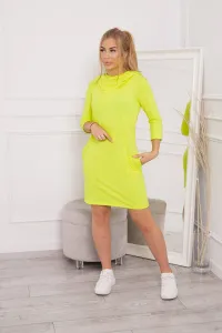 Dress with hood and pockets yellow neon color