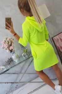 Dress with hood and pockets yellow neon color