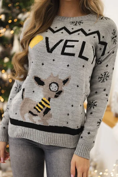 Christmas sweater with inscription gray