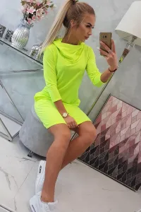 Dress with hood and pockets yellow neon color
