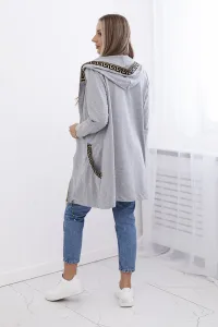Sweatshirt with decorative belt in gray color