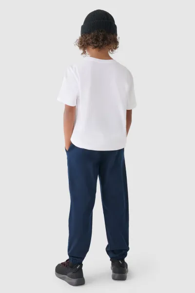Chlapčenské Casual Hladké Jogger Nohavice 4F Tmavomodré 4FJWMM00TTR