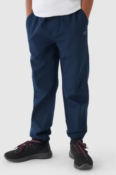 Chlapčenské Casual Hladké Jogger Nohavice 4F Tmavomodré 4FJWMM00TTR