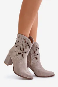 Lewski Shoes Semišové Prebodované Čižmy Na Opätku Kávové Lewski 3629