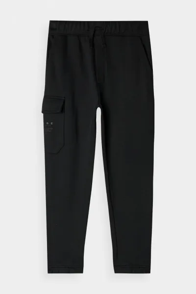 Chlapčenské zateplené tepláky 4F JUNIOR TROUSERS-JWAW24TTROM760-20S-DEEP BLACK