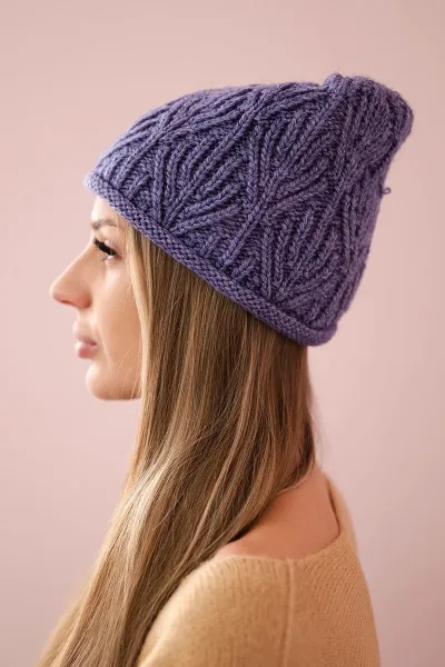 Women's cap Leaves K245 purple