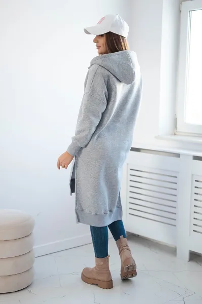 Insulated sweatshirt with slits on the sides in gray color