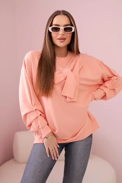 Cotton blouse with apricot bow