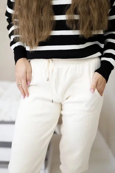 Set of sweaters Striped sweatshirt + Trousers ecru