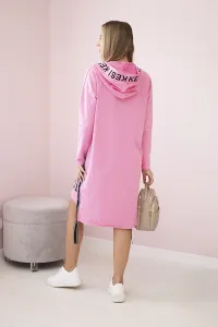 Hooded dress with print light pink