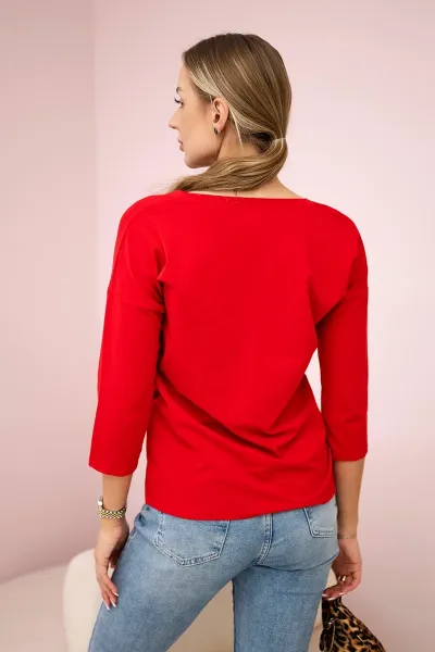 Red blouse with V-neck