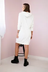 Velour dress with hood ecru