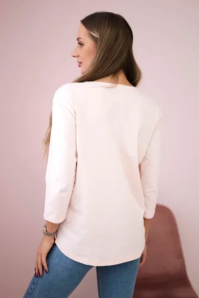 Blouse with 3D graphics Remarkable powder pink