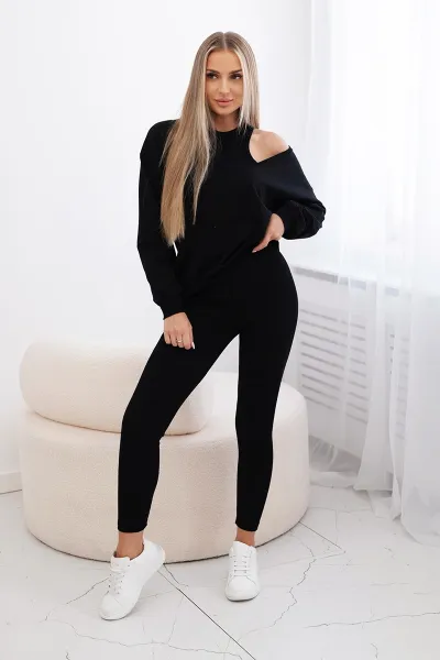 3-piece set sweatshirt + top + leggings black