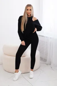 3-piece set sweatshirt + top + leggings black
