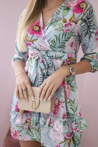 Floral dress with waist tie mint