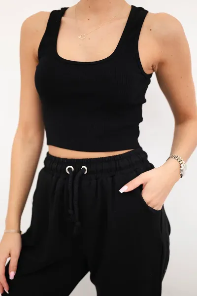 Set top+pants black