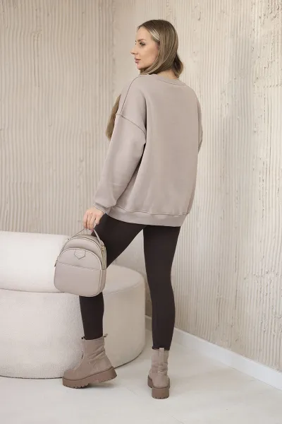 Cotton set insulated sweatshirt + leggings light beige