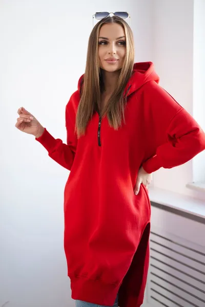 Insulated sweatshirt with red side slits