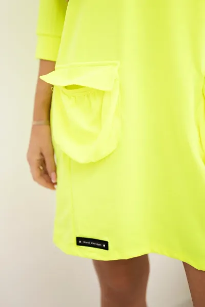 Yellow neon dress with hood