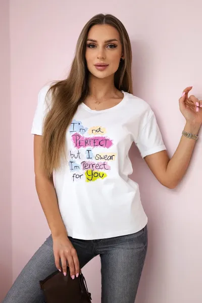 Blouse with Perfect white print