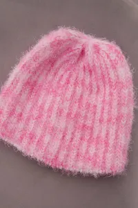 Women's cap Cina K259 ecru + raspberry