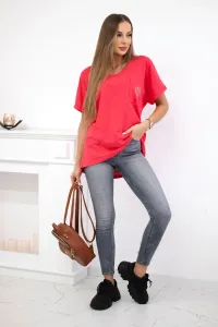 Cotton blouse with pocket raspberry