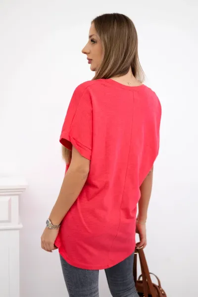 Cotton blouse with pocket raspberry