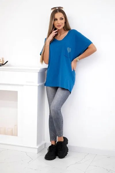 Cotton blouse with pocket jeans