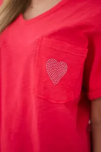 Cotton blouse with pocket raspberry