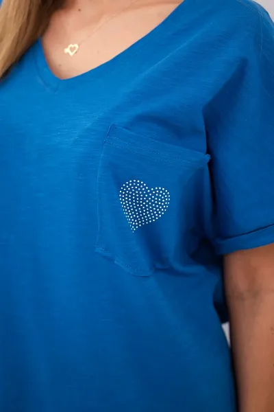 Cotton blouse with pocket jeans