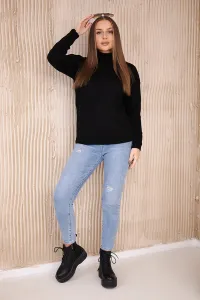 Black sweater with high neckline