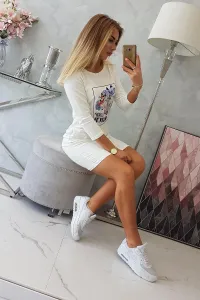 Dress with 3D graphics Watch ecru