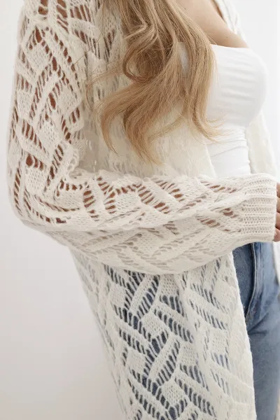 Long cardigan Super KID Mohair Off-white