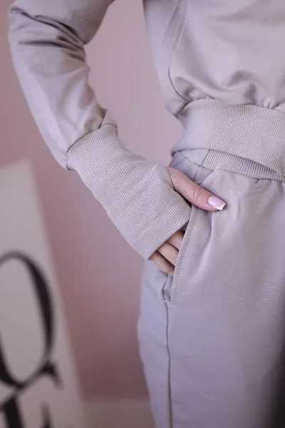 Set of sweatshirt with long side dark beige