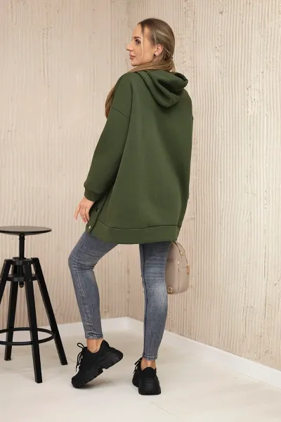 Insulated sweatshirt with khaki press studs