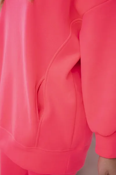 Insulated set with a sweatshirt in pink neon color