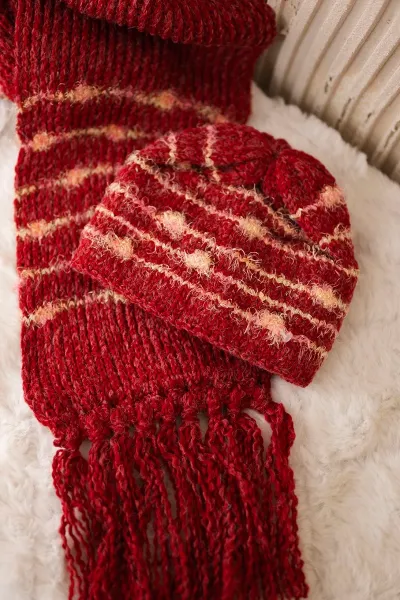 Women's set with scarf Anika K304 wine