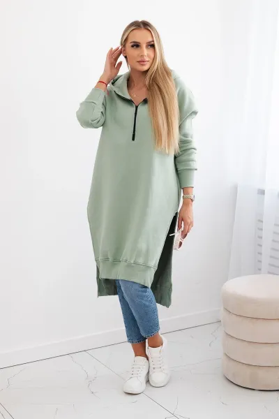 Women's Insulated Sweatshirt with Decorative Buttons - Dark Mint