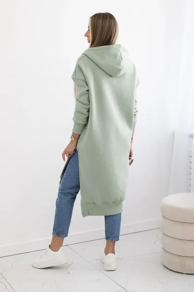 Women's Insulated Sweatshirt with Decorative Buttons - Dark Mint