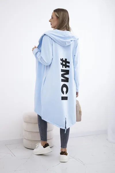 Cardigan with oversize print in azure color