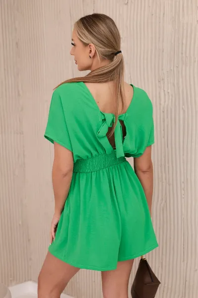 Light green jumpsuit with ruffled waistband