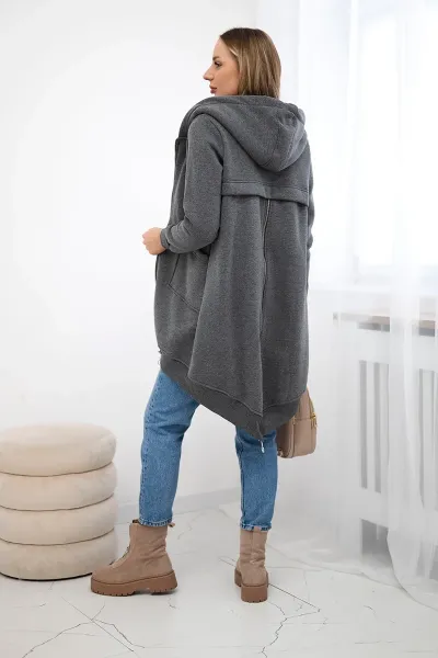 Insulated sweatshirt with a zipper at the back graphite